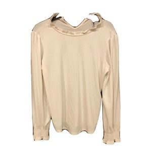 Adrianna Papell Beige Ruffle Medium Blouse Womens